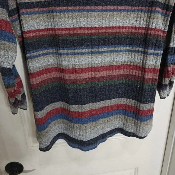 Avenue Womens Sweater Gray Red Green Blue Ribbed Knit Pullover Keyhole 14 16 XL - Picture 10 of 10